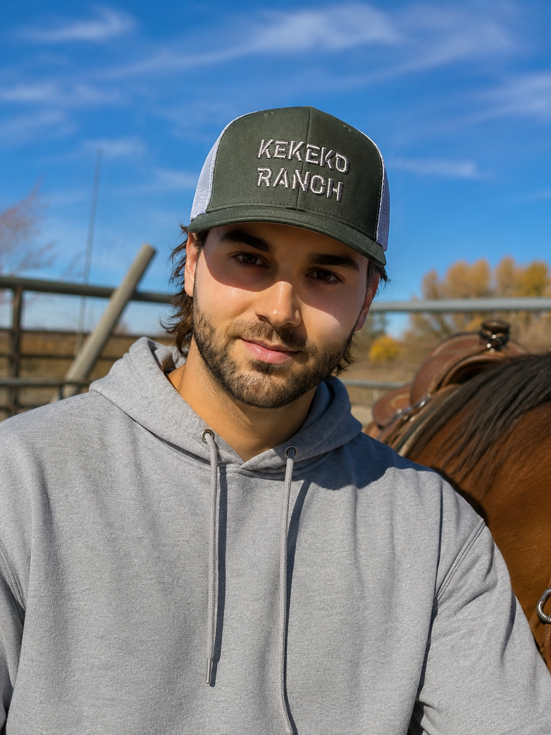 Casquette KEKEKO RANCH verte style trucker western