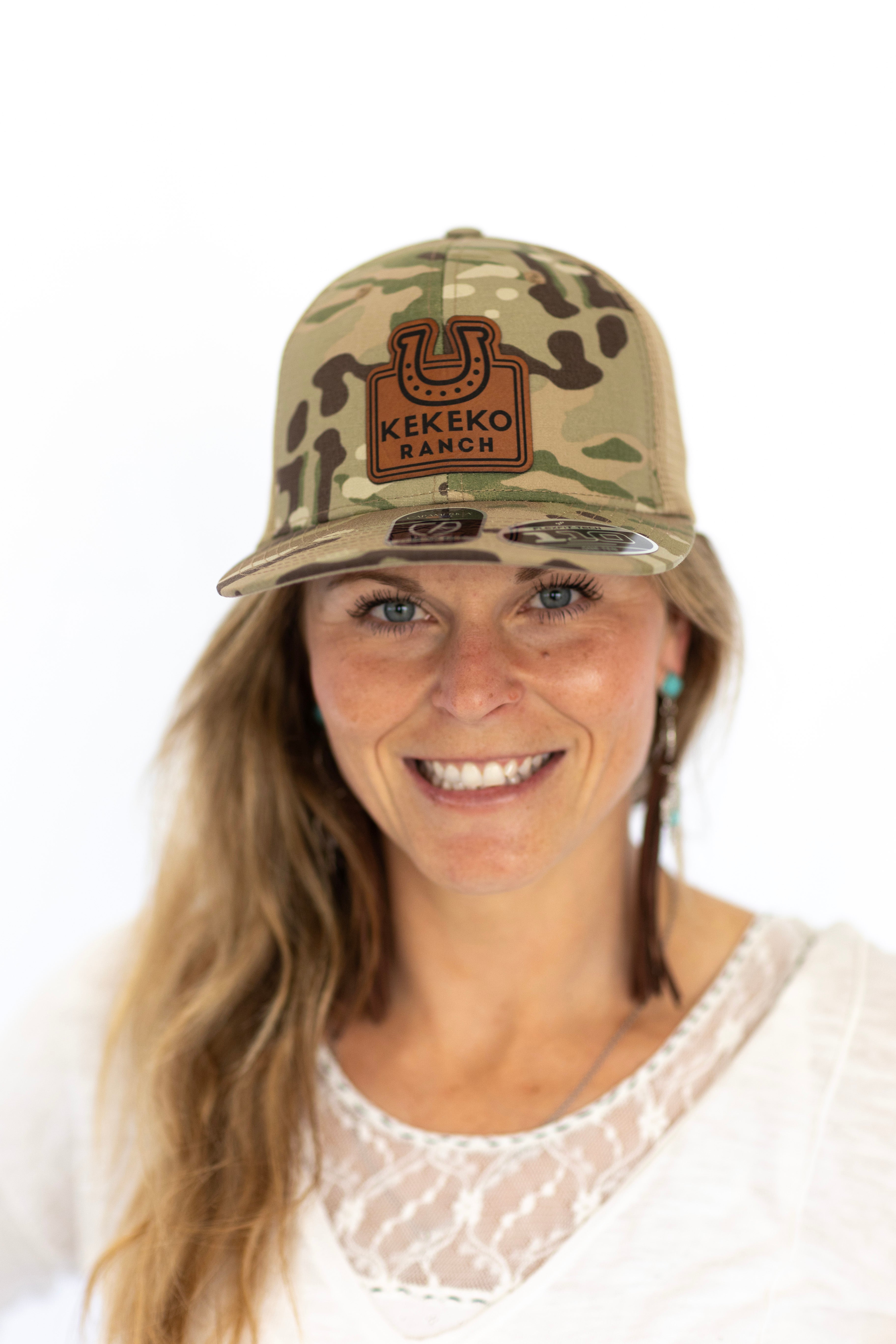 Casquette Flexfit logo en cuir