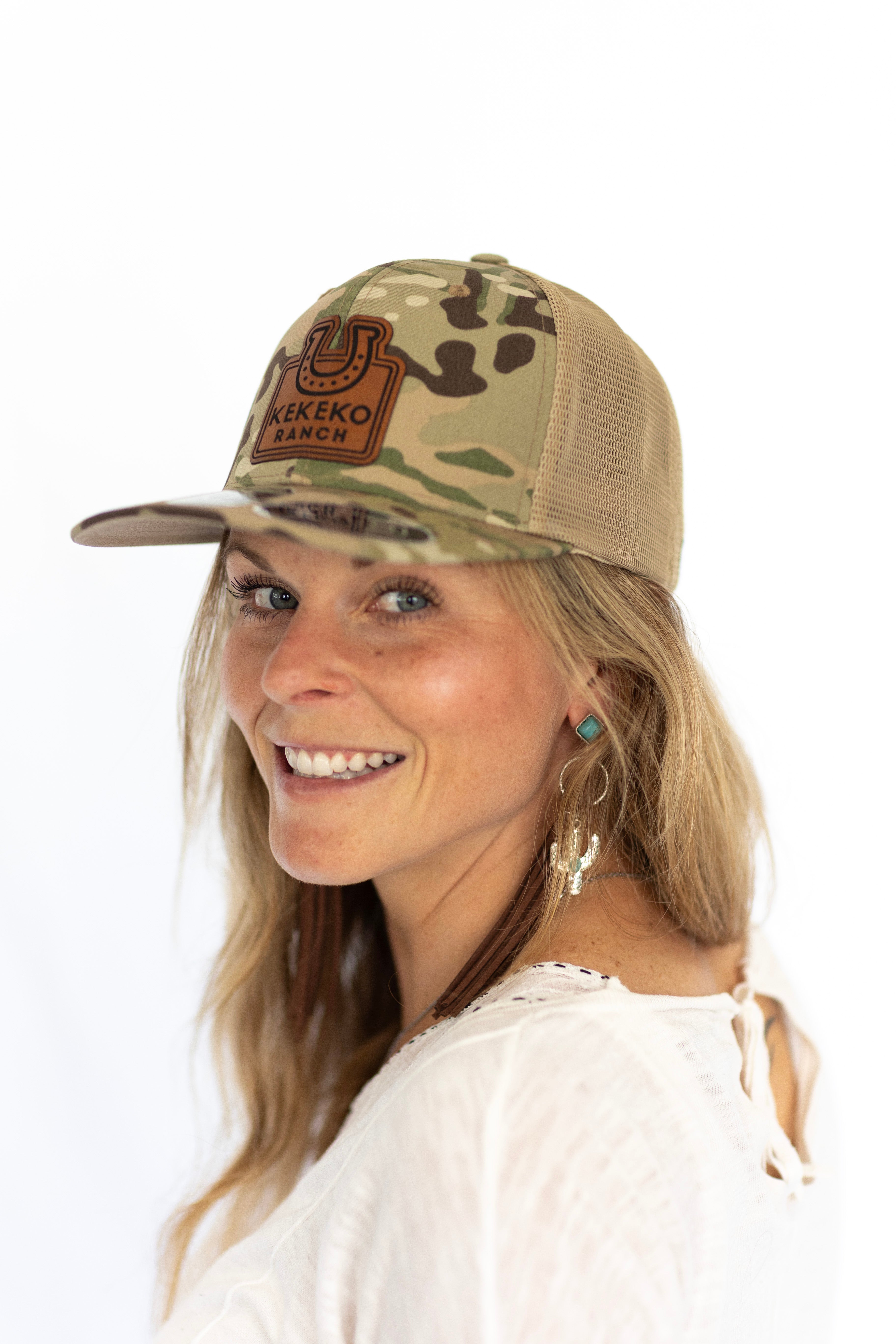 Casquette Flexfit logo en cuir