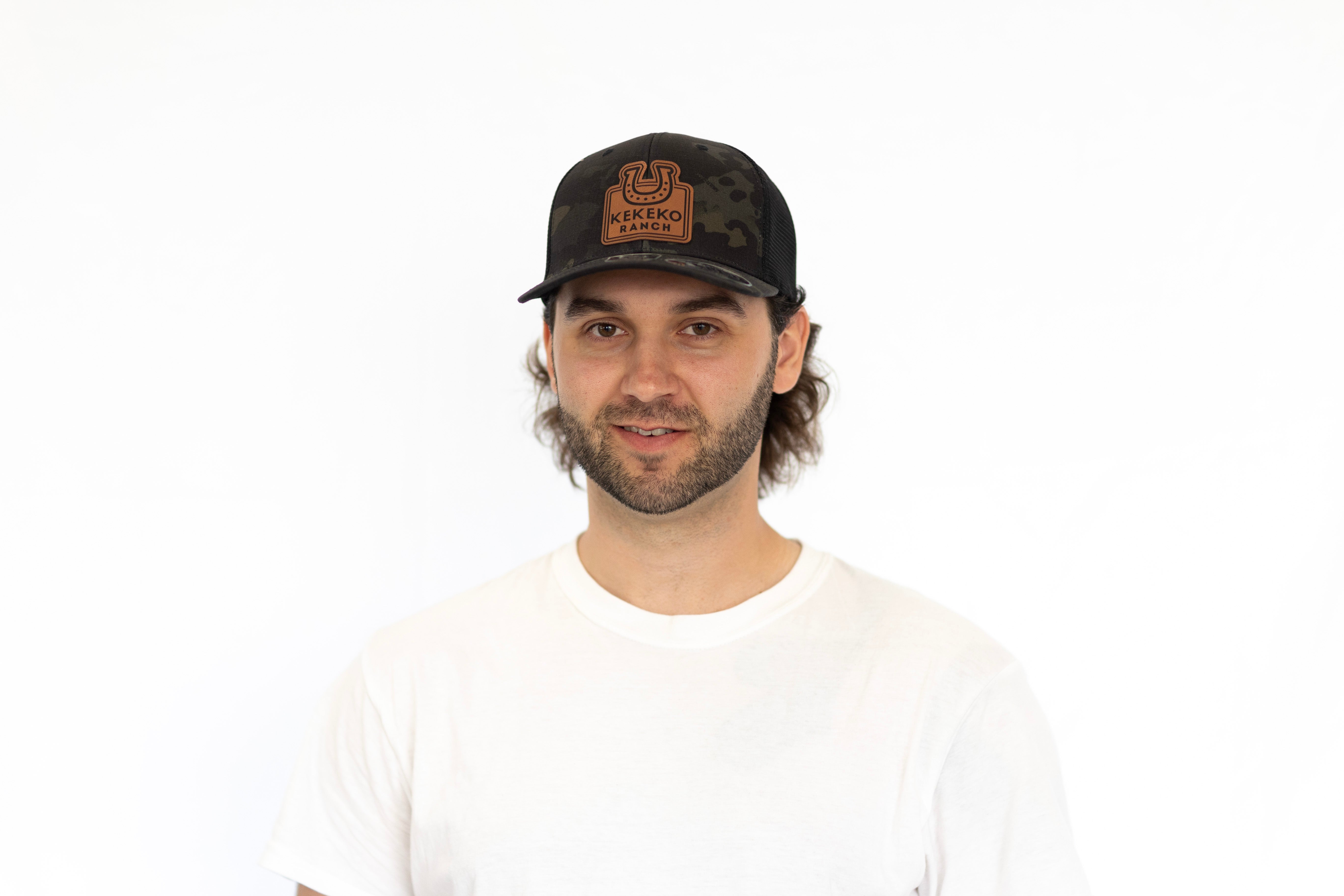 Casquette Flexfit logo en cuir